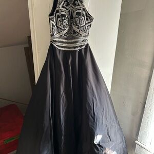 Chic Black and Silver Prom Dress